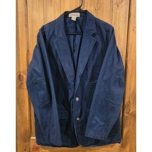 Duluth Trading Co Chore Coat Men Large Navy Blue Good Cotton Canvas Work Blazer